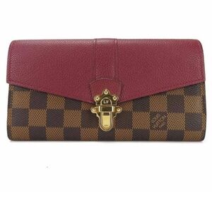 LOUIS VUITTON Raisin Leather Damier Canvas Clapton Wallet